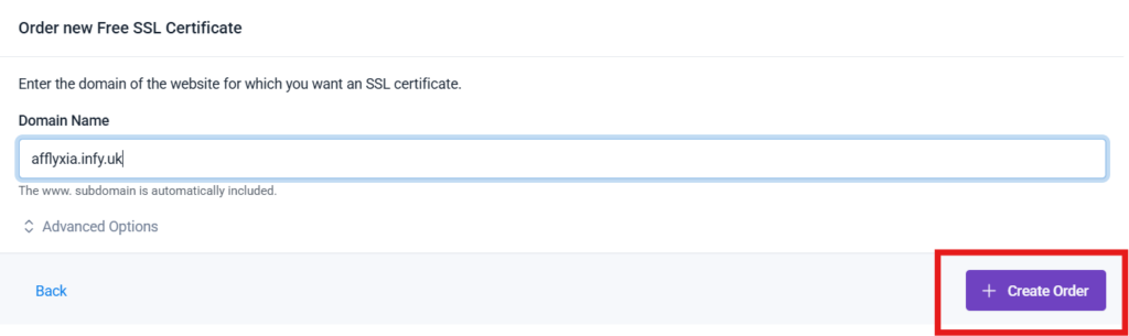 Order Free SSL Certificate